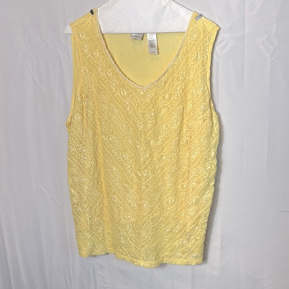Emma James Woman Yellow Lace Lined Front Tank Top Size 2X Gently Worn